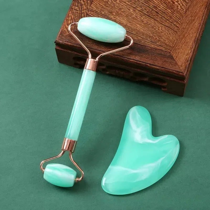 MB Mart® Jade Roller with Gua Sha Marble Set
