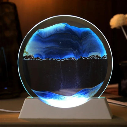MBMart® 3D Moving Sand Art Picture | Round Glass Quicksand Home Decoration