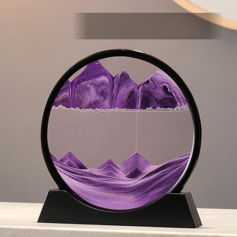 MBMart® 3D Moving Sand Art Picture | Round Glass Quicksand Home Decoration