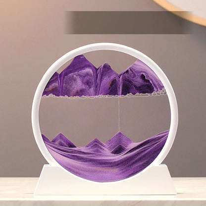 MBMart® 3D Moving Sand Art Picture | Round Glass Quicksand Home Decoration