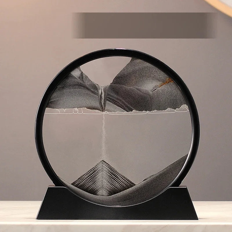 MBMart® 3D Moving Sand Art Picture | Round Glass Quicksand Home Decoration