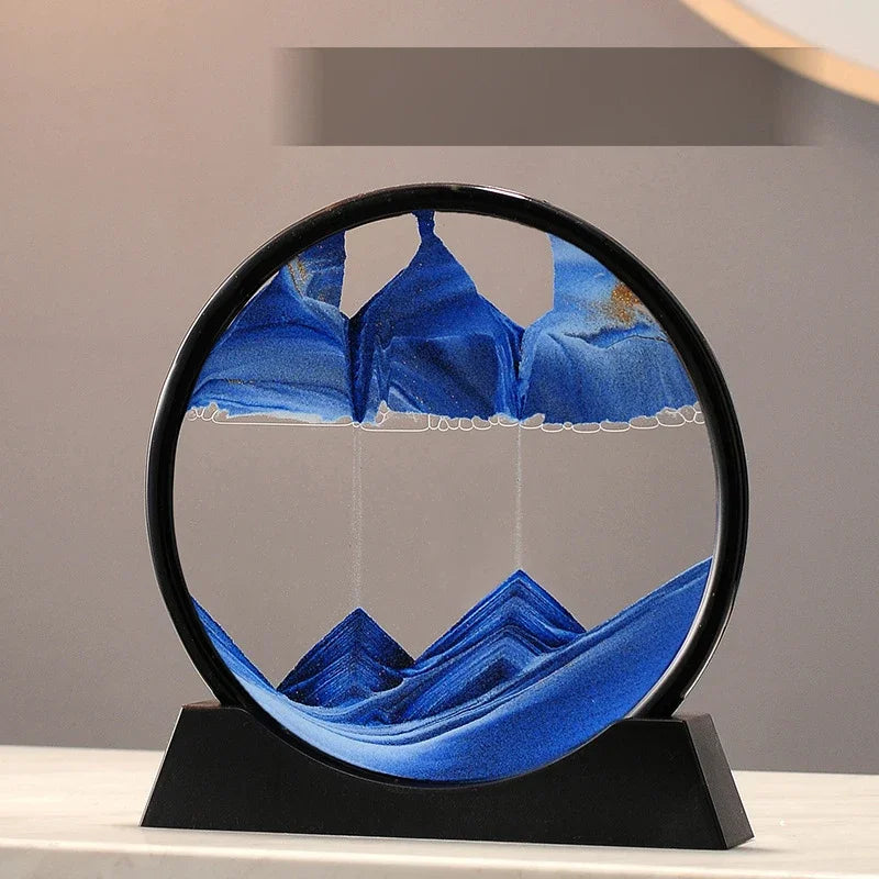 MBMart® 3D Moving Sand Art Picture | Round Glass Quicksand Home Decoration
