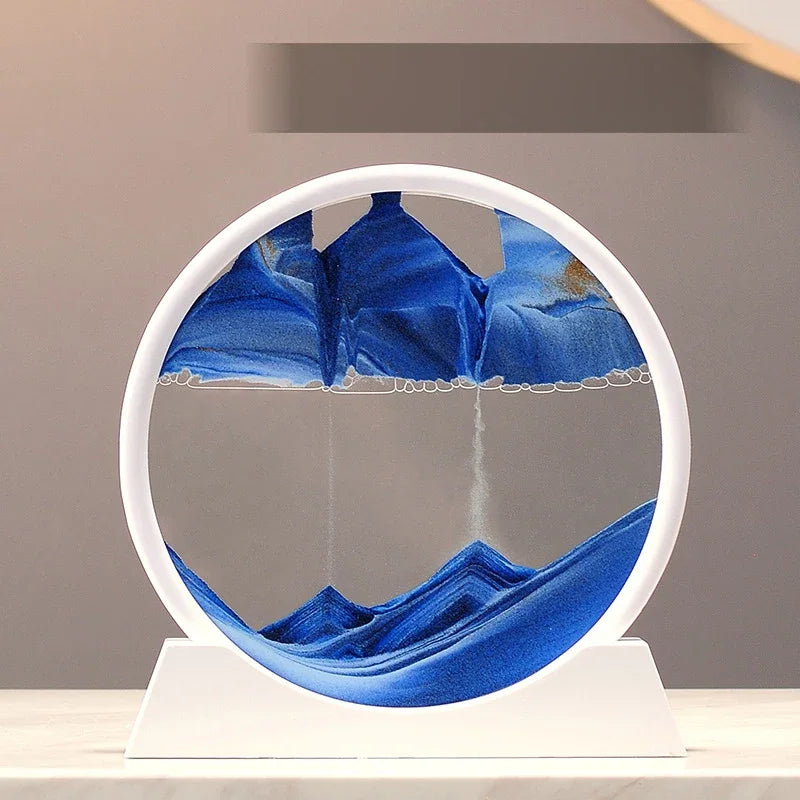MBMart® 3D Moving Sand Art Picture | Round Glass Quicksand Home Decoration