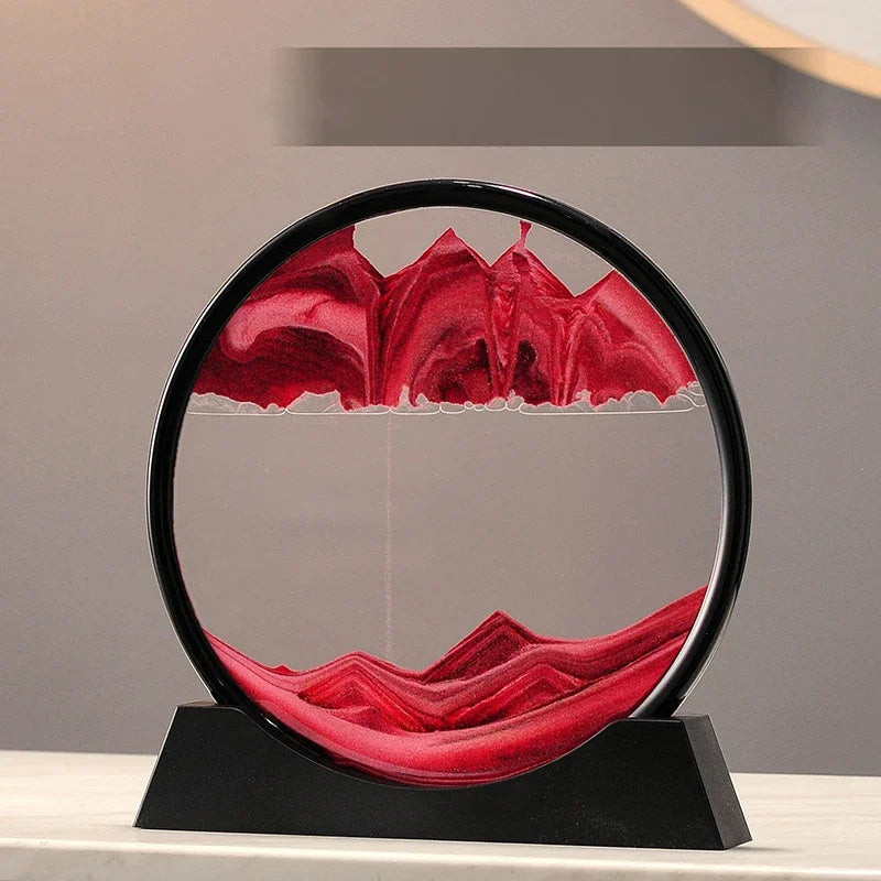 MBMart® 3D Moving Sand Art Picture | Round Glass Quicksand Home Decoration