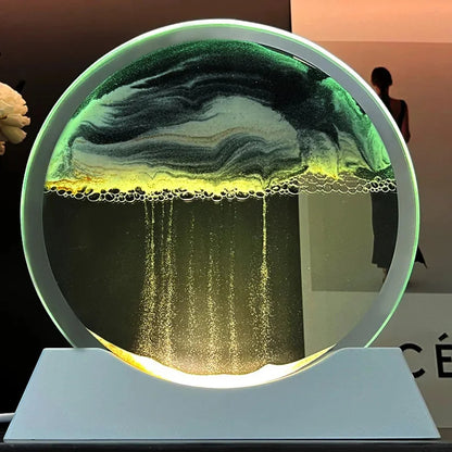 MBMart® 3D Moving Sand Art Picture | Round Glass Quicksand Home Decoration