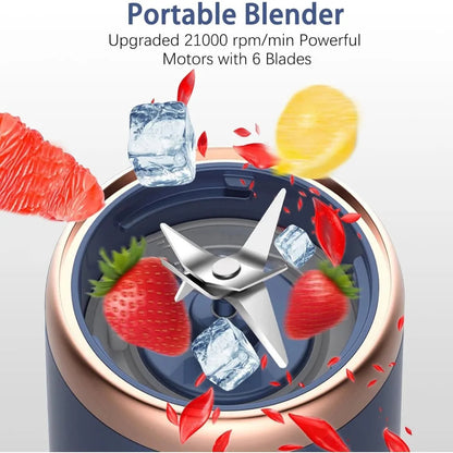 MB Mart® 6 Blades Portable Juicer Cup | USB Rechargeable Smoothie Blender 400ML