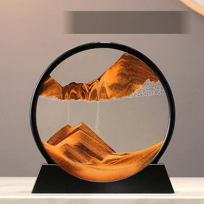 MBMart® 3D Moving Sand Art Picture | Round Glass Quicksand Home Decoration
