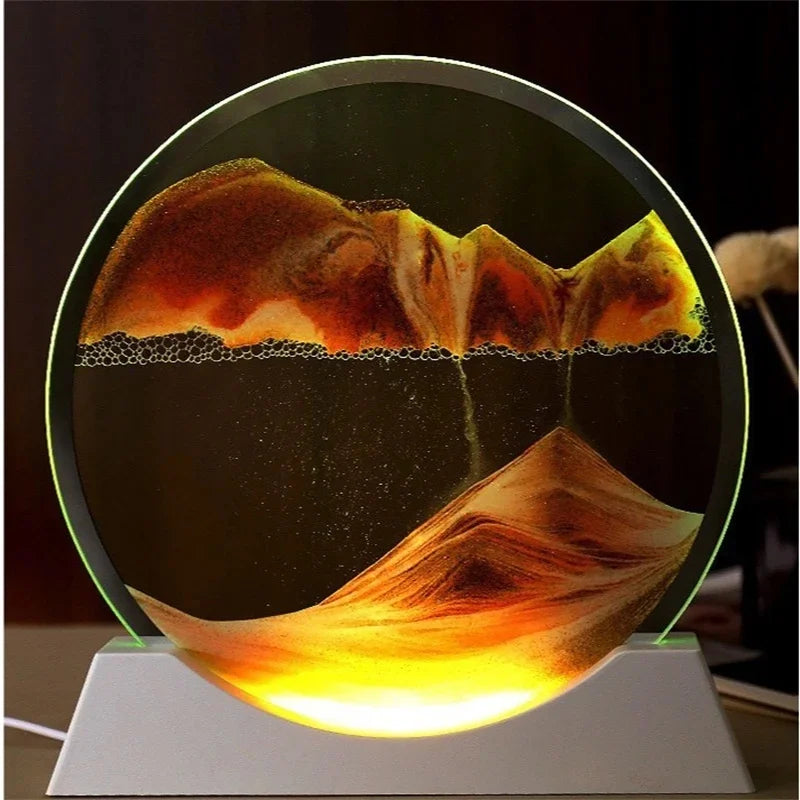 MBMart® 3D Moving Sand Art Picture | Round Glass Quicksand Home Decoration