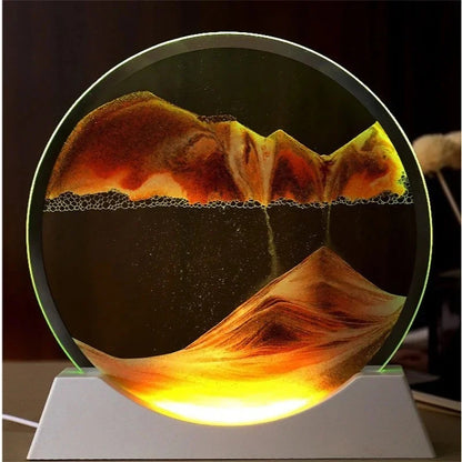 MBMart® 3D Moving Sand Art Picture | Round Glass Quicksand Home Decoration