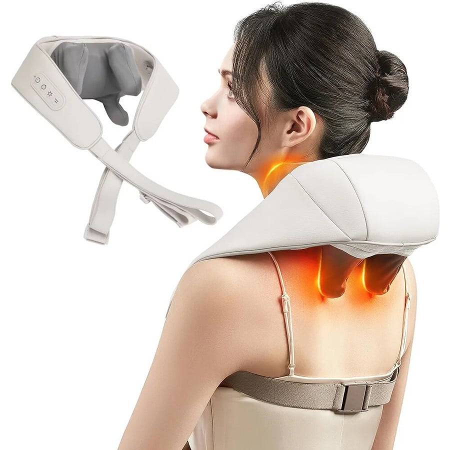 MBMart® Neck & Back Massager with Soothing Heat – Deep Tissue Electric Massager for Pain Relief