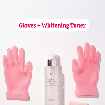 Silicone Moisturizing Socks & Gloves + Magical Whitening Toner – Hydrate, Brighten & Fair Skin