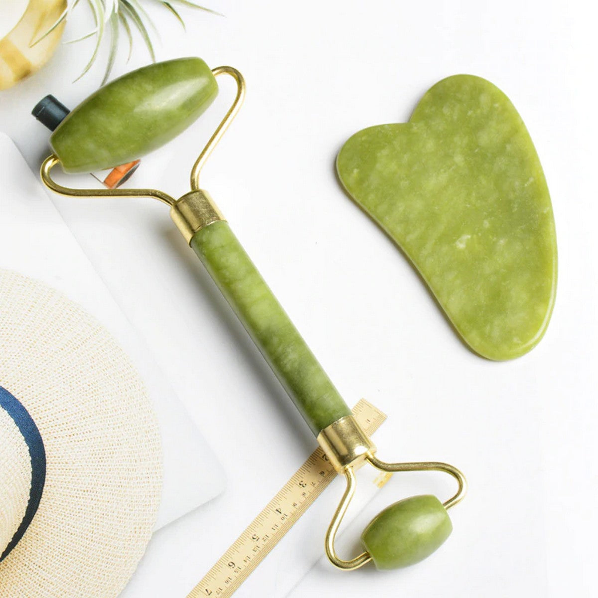 MB Mart® Jade Roller with Gua Sha Marble Set