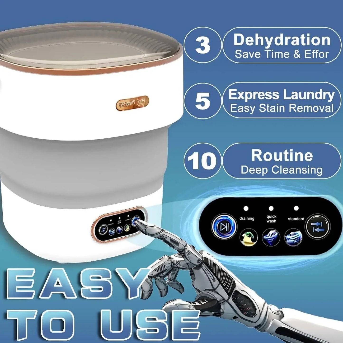 MB Mart® Portable Washing Machine| Compact & Powerful | Easy to Use